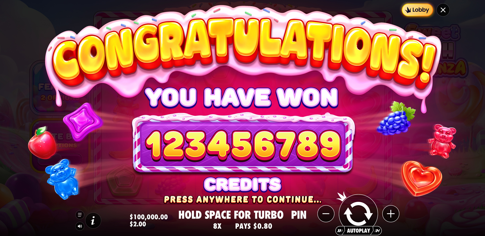 Sweet Rush Bonanza - screenshot with slot description 2
